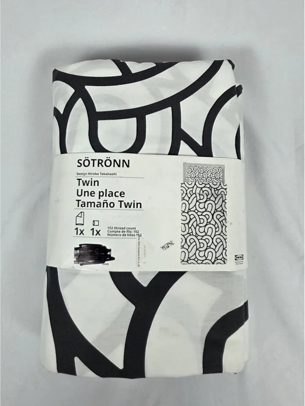 Ikea Sotronn Twin Duvet Cover with Pillowcase white/black/patterned New